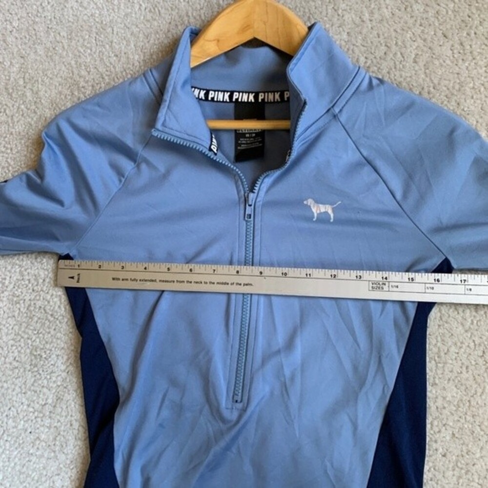 PINK Mid-Blue Navy Colorblock Performance 1/2 Zip LS Athletic Top Sz XS - Picture 8 of 10